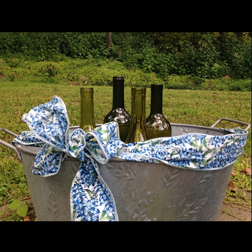 Green Wine Bottles & Tin Bucket - Centerpieces & Columns - green wine bottle decoration rental